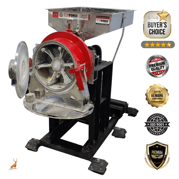 100 kg per hour atta chakki - side view - reindeer machinery