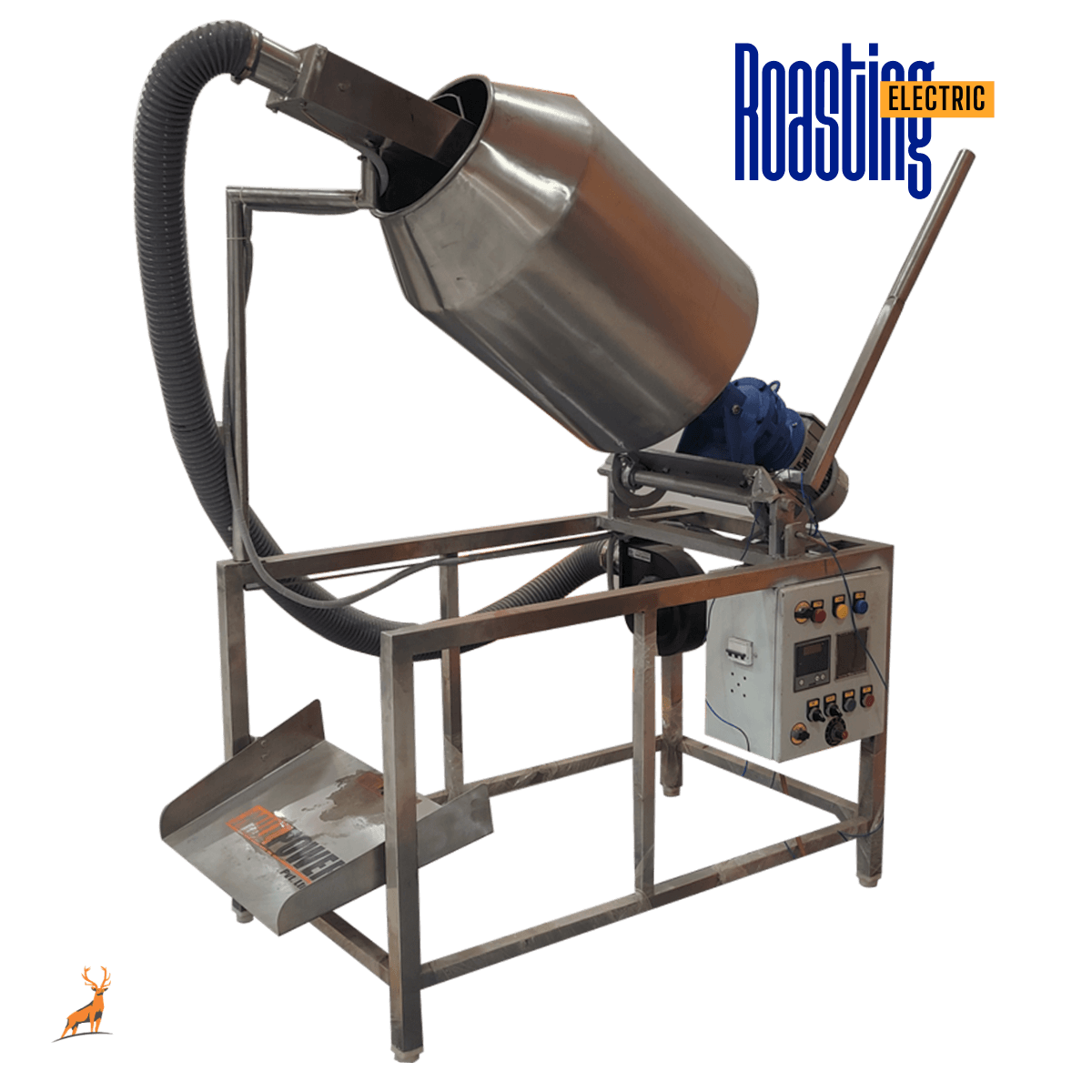 electric roaster machine - machine side view - reindeer machinery