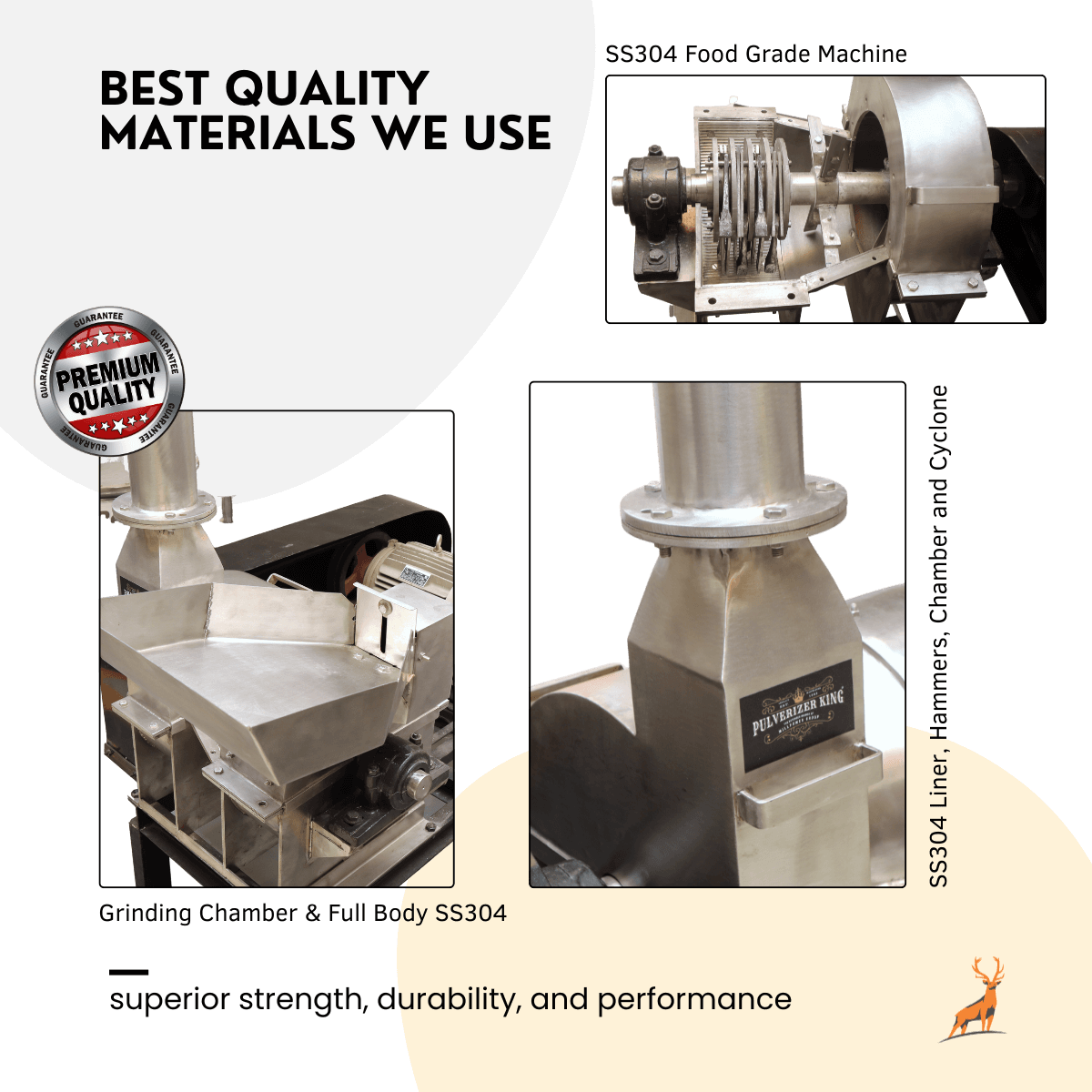 turmeric grinding machine - ss304 chamber close-up view - reindeer machinery
